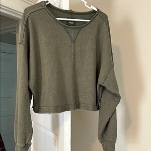 Olive Green Cropped Sweatshirt